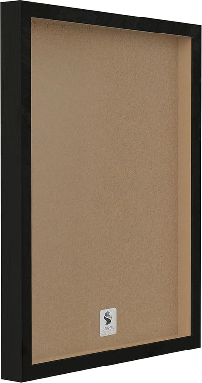 Stupell Industries Fleur de Lis Powder Room Blue, Brown and Beige Bathroom Black Framed Wall Art, 16x20, Multi-Color,wrp-930_fr_16x20