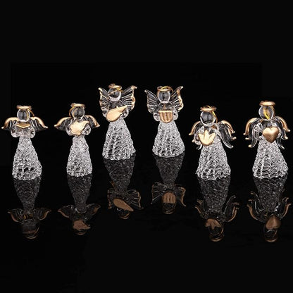 12 Glass Angel Ornaments for Christmas Tree - Clear Mini Hanging Angels
