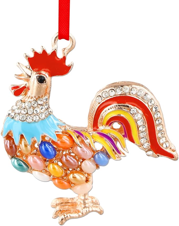 WhatSign Metal Chicken Christmas Ornament - Farm Animal Tree Decoration, Keepsake Gift for Christmas Decor