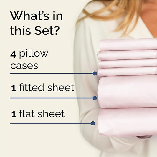 CGK Linens King 6 Piece Sheet Set - Cooling Sheets for Hot Sleepers - Hotel Luxury Bedding Set with 8-16 Inch Deep Pockets - 1 Flat & 1 Fitted & 4 Pillowcases - Soft and Wrinkle Free - Lavender Pink