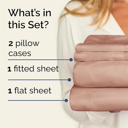 CGK Linens Twin XL 4 Piece Sheet Set - Cooling Sheets for Hot Sleepers - Hotel Luxury Bedding Set with 8-16 Inch Deep Pockets - 1 Flat & 1 Fitted & 2 Pillowcases - Soft, Comfy & Wrinkle Free - Mauve