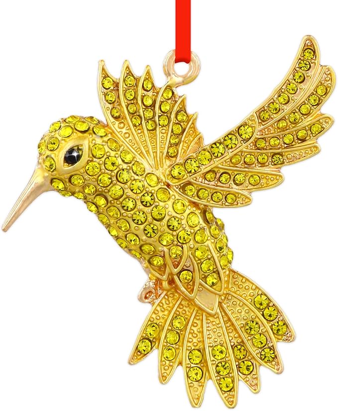 PETCEE Hummingbird Ornaments for Christmas Tree - Gold Bird Christmas Ornament Metal Hummingbird Ornaments Hanging Decor Keepsake Gifts for Women Mother Wife Grandma Friends