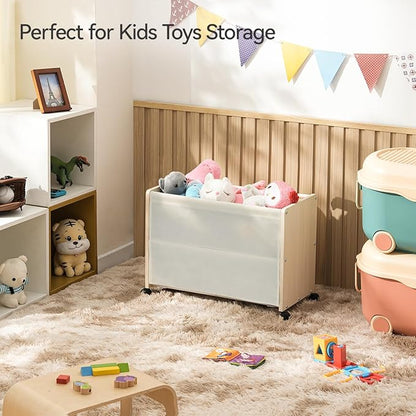 Toy Box, Toy Chest, Toy Box for Living Room, Kids Toys Storage Decorative, with Metal Frame, White, Patented Design