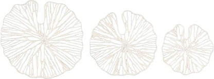 Creative Co-Op Handmade White Coral Shaped Paper & Metal Wall Décor (Set of 3 Sizes)