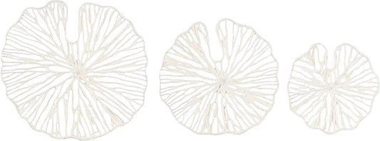 Creative Co-Op Handmade White Coral Shaped Paper & Metal Wall Décor (Set of 3 Sizes)