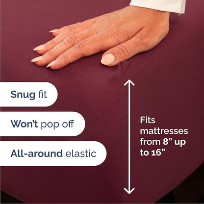 CGK Linens Cal King 6 Piece Sheet Set - Cooling Sheets for Hot Sleepers - Hotel Luxury Bedding Set with 8-16 Inch Deep Pockets - 1 Flat & 1 Fitted & 4 Pillowcases - Soft and Wrinkle Free - Burgundy