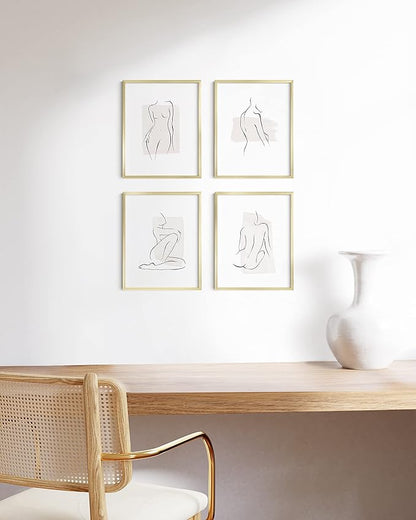 HAUS AND HUES 11x14 Gold Metal Picture Frames - Features Premium Aluminum, Vertical & Horizontal Hang, Shatterproof Plexiglass - Perfect for Home, Room, Office (11x14 in, Gold, Set of 15)