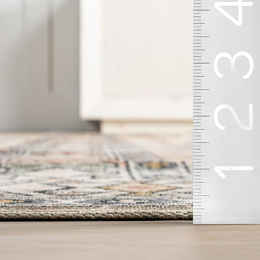 nuLOOM 2' x 3' SpinClean Machine Washable Stain-Resistant Area Rug with Non Slip Backing, Low Profile for Living Room, Bedroom, and Dining Room, Mae Peach