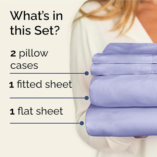 CGK Linens Twin XL 4 Piece Sheet Set - Cooling Sheets for Hot Sleepers - Hotel Luxury Bedding Set w/ 8-16 Inch Deep Pockets - 1 Flat & 1 Fitted & 2 Pillowcases - Soft, Comfy & Wrinkle Free - Lavender