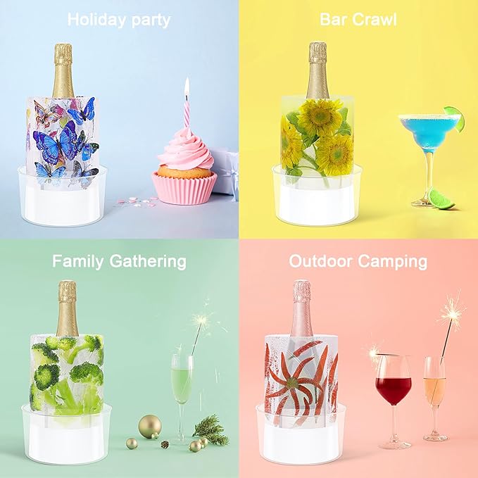 Wine Chiller Ice Mold, Acrylic DIY Ice Bucket Mold for Wine Champagne Whisky Beer Cocktail Beverage Cooling and Wedding Birthday Christmas Halloween Easter Party Any Theme or Holiday,2 Pack