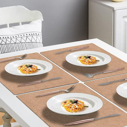 Cloth Placemats Set of 6, Cotton Linen Blend Machine Washable Durable Linen Table Mats, Heat Resistant Placemats Wrinkle Free Place Mats for Dining Table, Easy to Clean (Linen, 6)