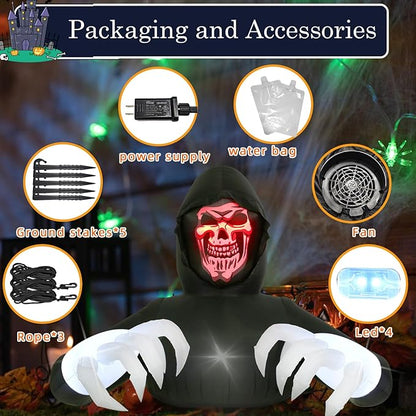 8FT Width Inflatables Grim Reaper Outdoor Halloween Decoration Blow Up for Yard Decorations, Garden, Lawn Black