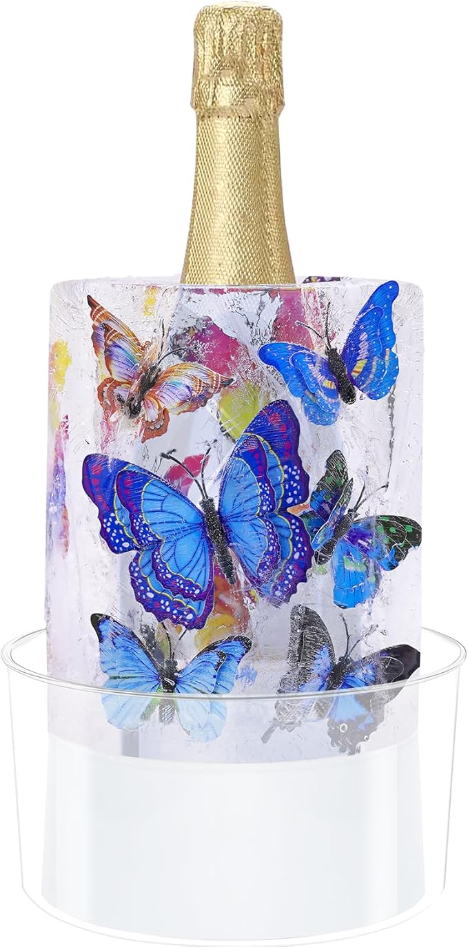 Wine Chiller Ice Mold, Acrylic DIY Ice Bucket Mold for Wine Champagne Whisky Beer Cocktail Beverage Cooling and Wedding Birthday Christmas Halloween Easter Party Any Theme or Holiday,1 Pack