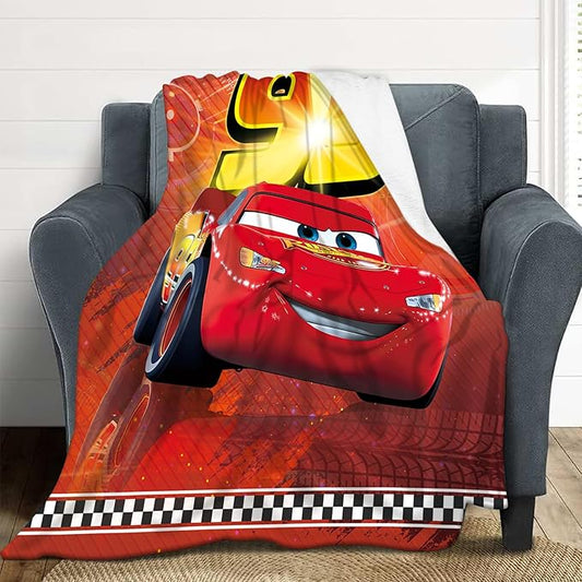 50'' x 60'' Car Blanket Super Soft Flannel Throw Blanket Warm Comfortable Smooth Fuzzy Plush Blanket Gifts for Kids Adults All Season, Red, MKMT4