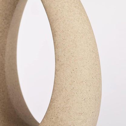 Tan Ceramic Vase Set 2,Modern Hollow Circle with Hole Flower Vase for Home Decor,for Table Centerpieces,Farmhouse,Fire Place,Living Room,Bedroom,Office,Bookshelf,Rustic Decor