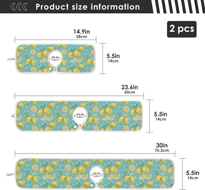 Lemon Turquoise Faucet Water Catcher Mat 2 Pack Flowers Leaves Summer Drying Mat Absorbent Bathroom Faucet Handle Drip Catcher Tray Bar RV Kitchen Sink Splash Guard 23x5 Inches