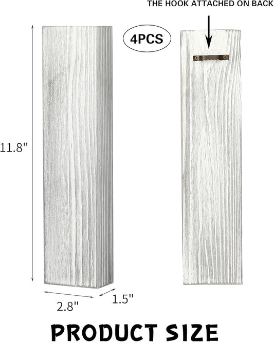Wood Wall Planter 4 Pack Wall Decor for Artificial Flower Plants Wooden Plants Holder Wall Plant Pocket Vase Hanging for Living Room Bedroom Dining Room Bathroom Indoor Decroation (Light Grey)