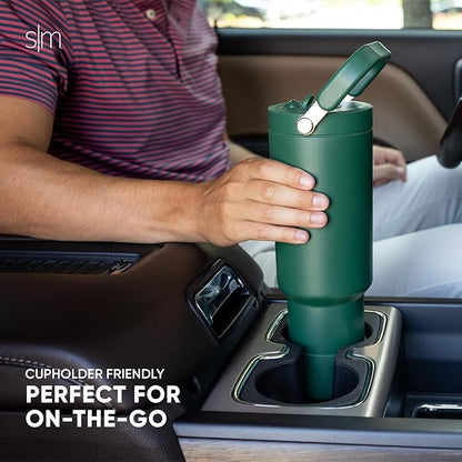Simple Modern Trek Pivot | 40oz Flip Straw Tumbler with Handle | Water Bottle & Boot | Interchangeable Straw & Chug Lids | Insulated Stainless Steel Jug | Gym Sports Outdoors | Green Apple