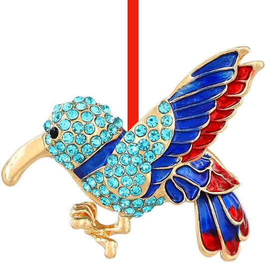 PETCEE Hummingbird Gifts for Women - Blue and Red Metal Bird Christmas Ornaments 2025 Hummingbird Keepsake Ornament for Friend Mother Wife Co Worker Daughter