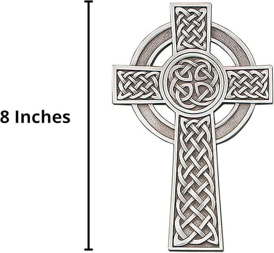 Christian Brands Crucifixes - Pewter Knotted Celtic Hanging Wall Cross, 8" H, Antiqued Finish