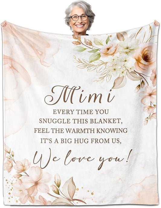 Mimi Gifts for Grandma, Mimi Gifts Throw Blanket 60" x 50", Mimi Mother’s Day, Mimi Birthday Gifts, Gifts for Mimi, Mimi Gifts from Grandchildren, Mimi Gift Ideas for Christmas Birthday
