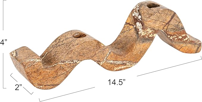Bloomingville Marble Wave Double Taper Candle Holder, Brown Forest