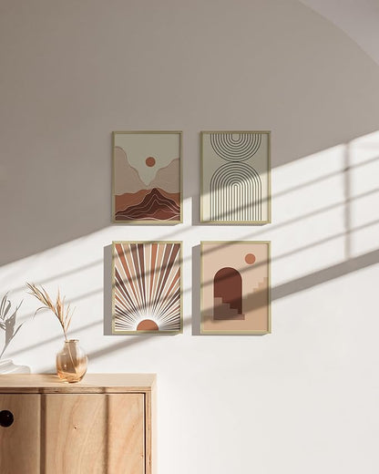 HAUS AND HUES 9x12 Gold Metal Picture Frames - Features Premium Aluminum, Vertical & Horizontal Hang, Shatterproof Plexiglass - Perfect for Home, Room, Office (9x12 in, Gold, Set of 4)