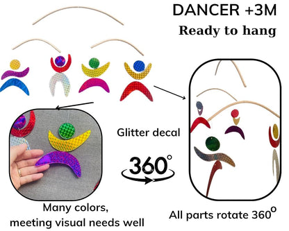 Set of 4 portable montessori - Munari, Gobbi, Octahedron, Dancers. Montessori mobile, Baby mobile, Hanging mobile baby boy and girl