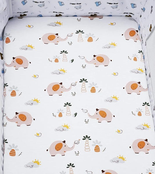 Bassinet Sheets Compatible with Baby Delight Beside Me Dreamer Bassinet, 2 Pack, 100% Jersey Knit Cotton 190GSM, Ultra Soft Breathable, Fox Deer and Elephant