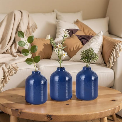 Ceramic Blue Small Vase for Decor, 6 Pack Nordic Minimalist Blue Ceramic Vases for Table Decor, Small Bud Vases for Home Decor, Modern Decorative Vases for Kitchen Living Room Centerpieces