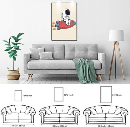 TIME TREE Space Decor for Boys Room, Canvas Wall Art for Bedroom & Living Room, Astronaut Figure Framed Wall Art, 12x16