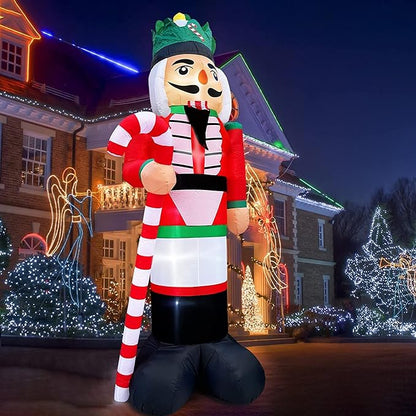 12 Ft Giant Christmas Inflatables Nutcracker Soldier Build in LED Lights, Outdoor Xmas Decoration, Blow Up Nutcracker for Square Lawn Garden Patio Holiday Party Decor