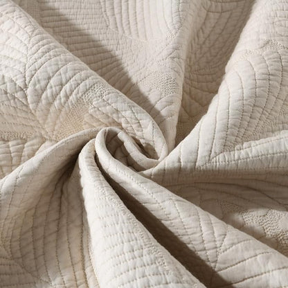 mixinni Beige Tropical Palm Tree Queen Size Quilt Set Soft Cotton Bedspread Coverlet Bed Cover-Queen Size