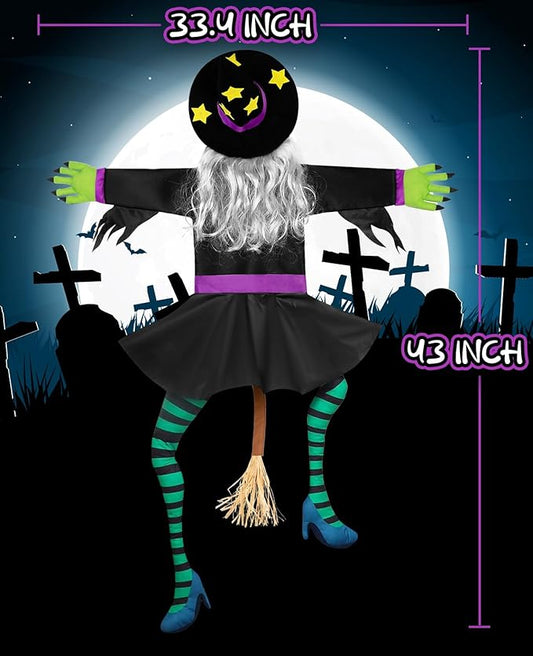 Crashing Witch for Halloween Decorations Outdoor: Hilarious Witch Decor with Adjustable Band for Tree Porch Door