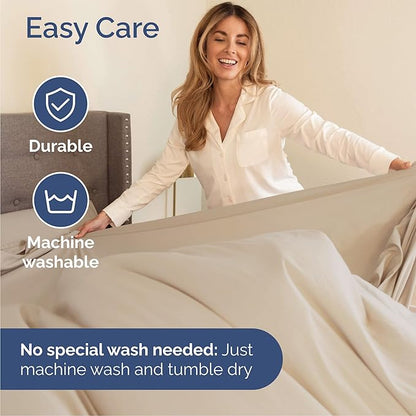 Queen Size 4 Piece Sheet Set - Comfy Breathable & Cooling Bed Sheets Set - Hotel Luxury Bedding for Women, Men, Kids & Teens - Deep Pockets, Easy Secure Fit, Soft and Wrinkle Free - Oeko-Tex - Wheat