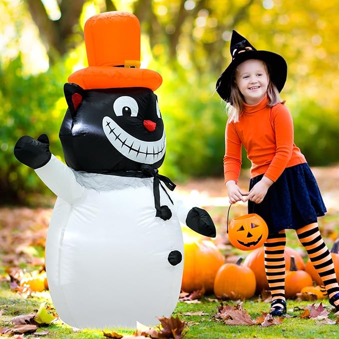 4FT Cat Halloween Inflatable Decoration Halloween Blow Up Decor with LED Lights Indoor Outdoor Graden Yard Party Holiday Decor