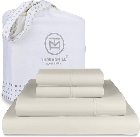 Threadmill California King Sheet Sets | 800 Thread Count Cal King Bed Sheets Set with 16” Deep Pocket | Sateen Weave, Better Than Egyptian Cotton, 4-Piece Bedding Set with Cooling Effect | Taupe
