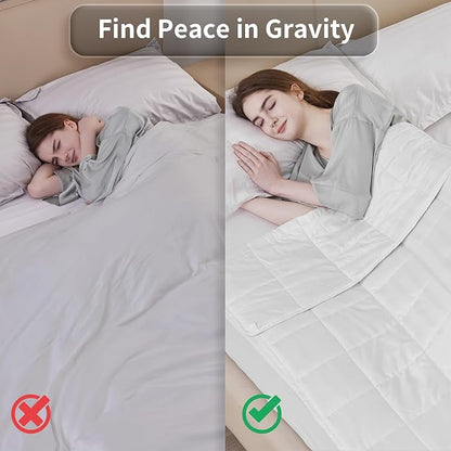Weighted Blanket for Adult,25lbs Heavy Weighted Blanket 60"x80" Breathable Cooling Summer Blankets, Ultra Soft Cotton Comfort Throw Blanket with Glass Beads for All-Season (White)