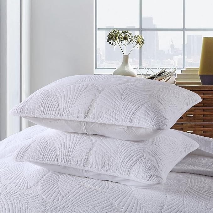 mixinni White Quilt Bedding Set Queen Size Cotton Bedspread Set