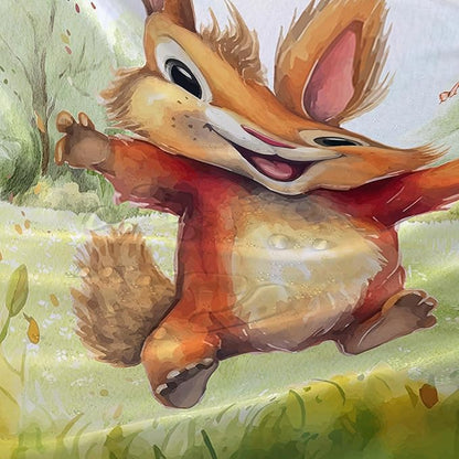 AILONEN Cartoon Cute Squirrel Shower Curtain,Kawaii Squirrel Bathroom Curtains for Kids,Girls,Tie Dye Tree Shower Curtains Set with Hooks for Bathroom,72" W*78" H