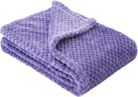 Fuzzy Blanket or Fluffy Blanket for Baby, Soft Warm Cozy Coral Fleece Toddler, Infant or Newborn Receiving Blanket for Crib, Stroller, Travel, Decorative (28Wx40L, XS-Iris)