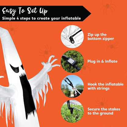 Joiedomi 12 FT Halloween Inflatables Outdoor Decorations, Scary Ghost Halloween Decor, Inflatable Ghost Blow Ups for Yard with LEDs for Outside Yard Decorations