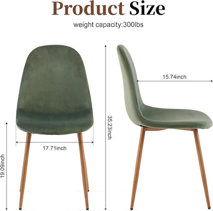 Velvet Dining Chairs Set of 4 - Modern Seating with Metal Legs for Living, Bedroom,Dining Room - Green Chairs for Dining Room, Chair Set for 4