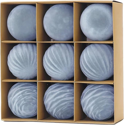 4inch Velvet Ornaments for Christmas Tree, 9 pcs Flocked Dusty Blue Christmas Ornaments Balls Set Assortment for Xmas Tree Holiday Decor