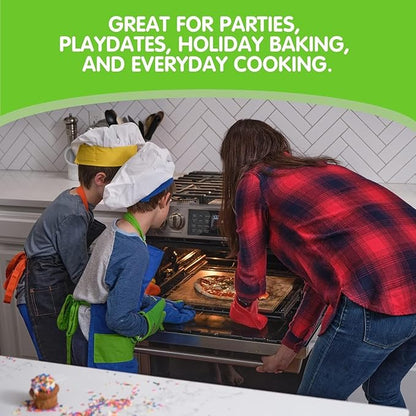 Curious Chef 11-Piece Pink and Green Chef's Kit for Kids, includes Real Cooking and Baking Tools, Dishwasher Safe and Made with BPA-Free Plastic
