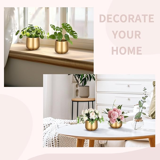 NUPTIO Small Gold Vases for Centerpieces: 6 Pcs 3.94 inch Flower Trumpet Vase Vintage Compote Vase Metal Urn Planter Plant Pots Flowers Bowls Pedestal for Wedding Party Table Centerpiece Decorations