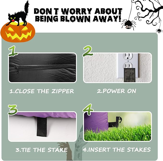 8.7 FT Long Halloween Inflatable Spooky Pumpkin Outdoor Decoration, Holiday Decorations Built-in White LED Light Blow Up Halloween Decorations for Yard, Garden, Lawn,Holiday, Party