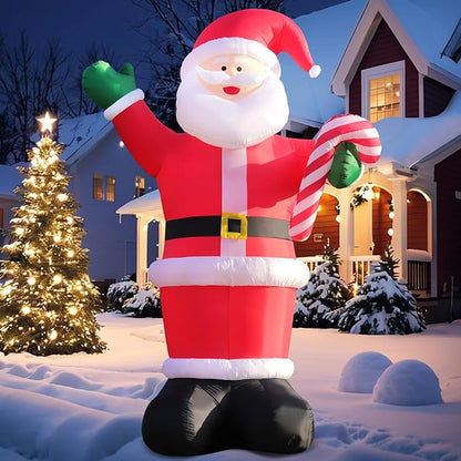 DomKom 14 FT Huge Christmas Inflatable Outdoor Decoration Santa Claus, LED Lights Holiday Blow Up Yard Decoration for Holiday Party Garden Yard Lawn Winter Decor