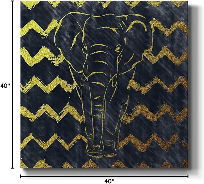 Colorful Animals Painting Wall Art on Canvas Modern Abstract Artwork, Brushed Elephant Wall Art, Ready to Hang, 40'' x 40''