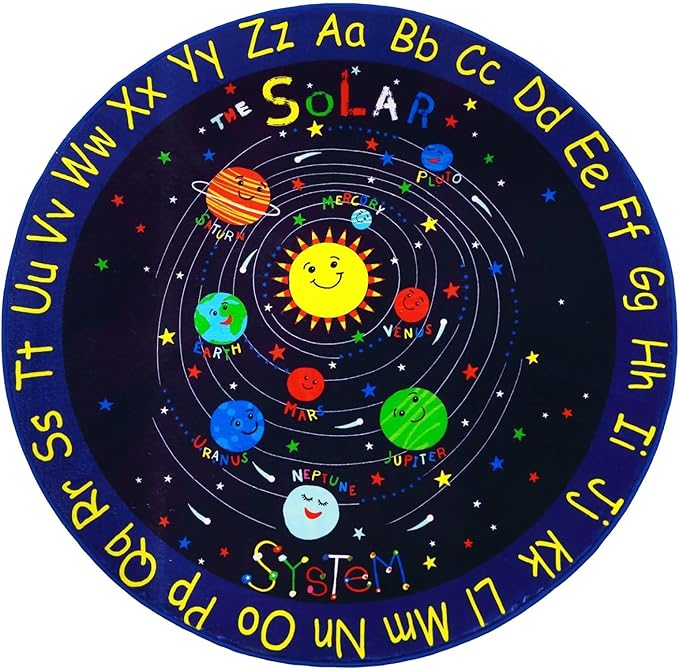 Kids Rug 4x4 Play Mats for Babies and Toddlers Kids Room Rug Play Mat for Children Toddlers,Circle Rug Kids Classroom Playroom Play Rug Round Rug Alphabet Nursery Area Rug